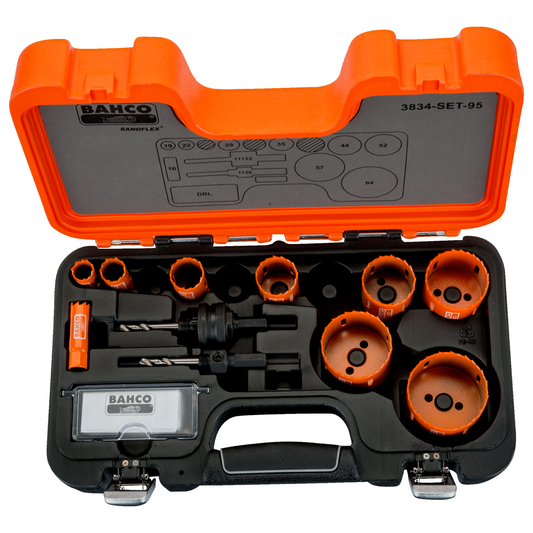 Bahco Sandflex® Bi-Metal Holesaw Set for Metal/Wood Boards 16 mm-64 mm - 12 Pcs