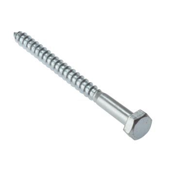 Fixings & Fasteners M12 x 180 Hex Coach Screw Bright Zinc Plated (5 Pack)