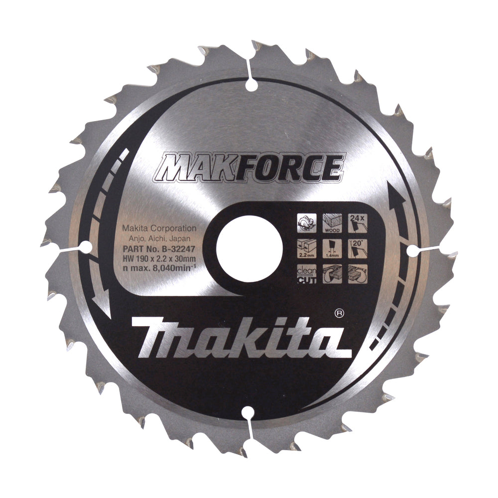 Makita 190mm x 30mm 24T MAKFORCE Circular Saw Blade
