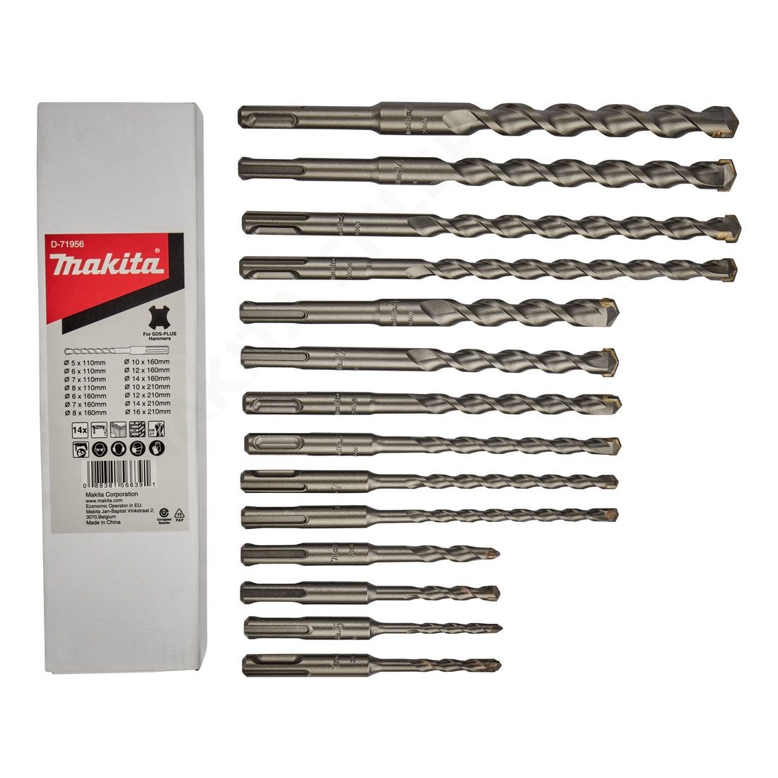 Makita D-71956 TCT SDS+ Plus Drill Bit Set x14 Pcs