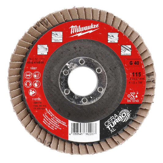 Milwaukee CERA TURBO™ XL Flap Discs SLC50 / 115 mm G40 - 1pc